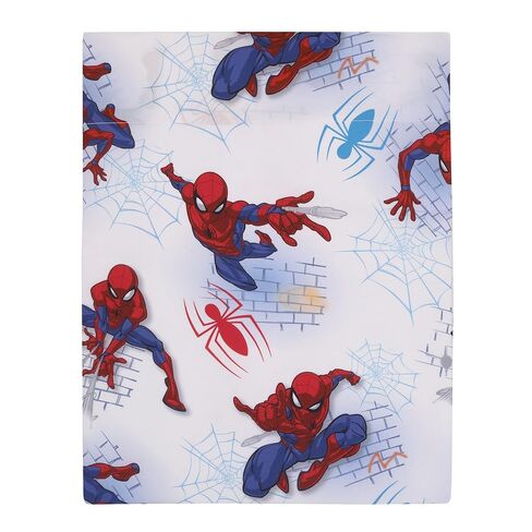 Disney Marvel Spiderman Wall Crawler Red, White, and Blue Spider Webs 4 Piece Toddler Bed Set - Comforter, Fitted Bottom Sheet, Flat Top Sheet, and Reversible Pillowcase in Kuwait