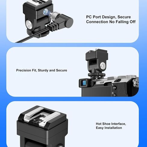 Dpofirs Hot Shoe Extender, 180 Degree Rotating Flash Bracket with PC Sync Port for Macro Portrait Product Photography, Compatible with IM20 Mini Flash in Kuwait