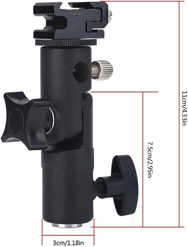 E Type Aluminum Flash Mount Bracket, Adjustable Umbrella Holder with Cold Shoe Mount, Fits Tripod Light Stand Camera Flash Adapter, for Photography Video Studio Lighting E in Kuwait
