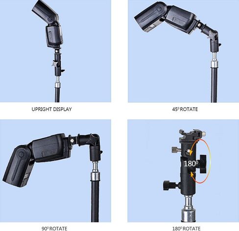 E Type Aluminum Flash Mount Bracket, Adjustable Umbrella Holder with Cold Shoe Mount, Fits Tripod Light Stand Camera Flash Adapter, for Photography Video Studio Lighting E in Kuwait