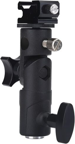 E Type Aluminum Flash Mount Bracket, Adjustable Umbrella Holder with Cold Shoe Mount, Fits Tripod Light Stand Camera Flash Adapter, for Photography Video Studio Lighting E in Kuwait