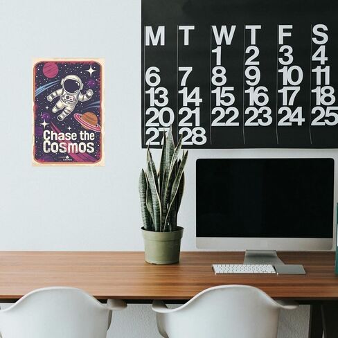 Astronauts Tin Signs, Outer Space Metal Arts, Chase the Cosmos, Universe Space Poster Planet Positive Wall Decor Plaque for Boys Kids Nursery, Game room 8 X 12 Inches in Kuwait
