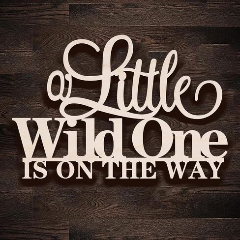 Wooden A Little Wild One is on the Way Sign for Backdrop, Welcome Baby Sign, Baby Shower, 1st Birthday Wall Decoration, Photo Booth Centerpiece Décor, Baptism Pregnancy Announcement in Kuwait