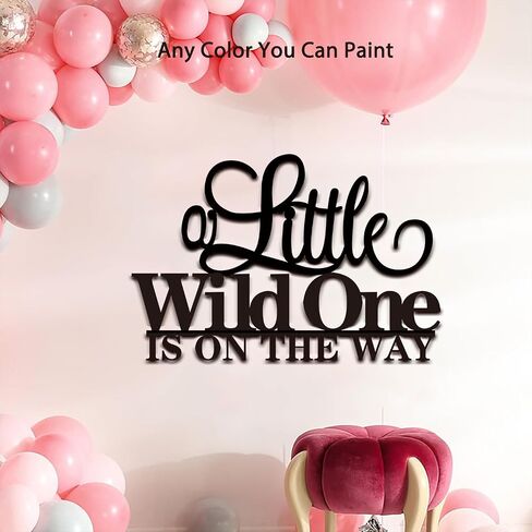 Wooden A Little Wild One is on the Way Sign for Backdrop, Welcome Baby Sign, Baby Shower, 1st Birthday Wall Decoration, Photo Booth Centerpiece Décor, Baptism Pregnancy Announcement in Kuwait