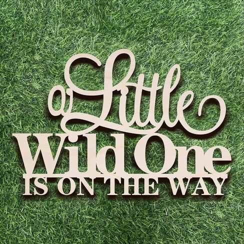 Wooden A Little Wild One is on the Way Sign for Backdrop, Welcome Baby Sign, Baby Shower, 1st Birthday Wall Decoration, Photo Booth Centerpiece Décor, Baptism Pregnancy Announcement in Kuwait