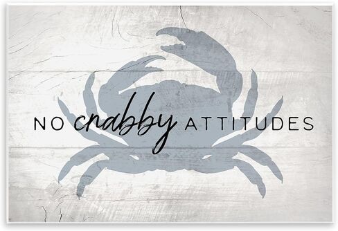 Stupell Industries 'No Crabby Attitudes Phrase'| Wall Plaque Art | Stupell Industries | 19 x 13 Inches, Easy to Hang and Sturdy, Made in USA, by Lil' Rue in Kuwait