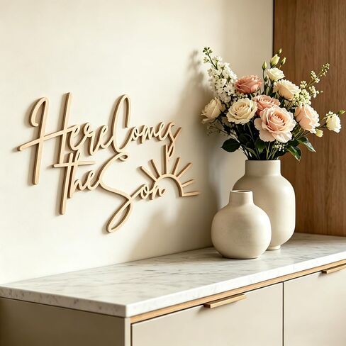 Wooden Here Comes The Son Sign for Backdrop, Boys Sun Themed Baby Shower Decorations, Welcome Son Sign, Newborn Party Balloon Arch Decor in Kuwait