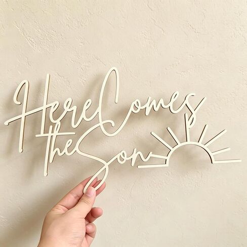 Wooden Here Comes The Son Sign for Backdrop, Boys Sun Themed Baby Shower Decorations, Welcome Son Sign, Newborn Party Balloon Arch Decor in Kuwait