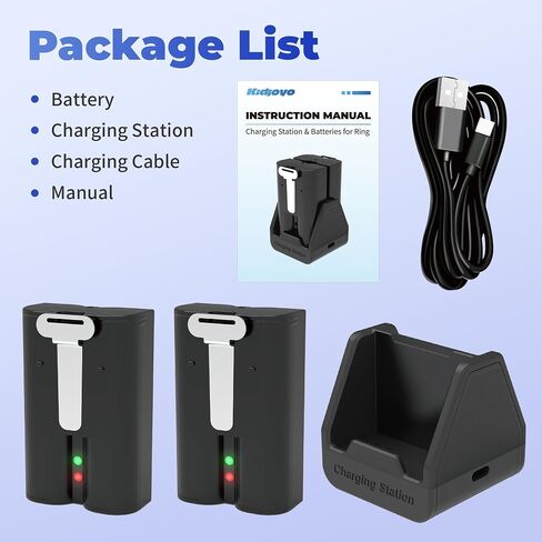 Kidjoyo 4 Pack Replacement Battery for Ring Doorbell - 7200mAh Rechargeable Quick Release Batteries with Charger Station for Ring Doorbell Stick Up Cam Spotlight Cam and Other Cam, Long-Lasting Life in Saudi Arabia