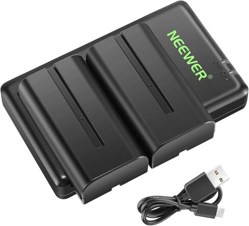 Neewer NP-F550 Battery Charger Set Compatible with Sony NP-F970 F750 F770 F960 F550 F530 F330 F570 CCD-SC55 TR516 TR716 TR818 TR910 TR917, Led Light/Monitor/Camera Slider (2 Pack, Black) in Saudi Arabia