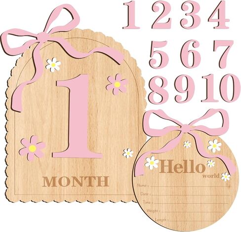 Baby Monthly Milestone Signs Wooden - Ocean Shark Baby Photo Props, Hello World Newborn Sign, Month Milestone Nursery Decor, Baby Announcement Sign in Kuwait