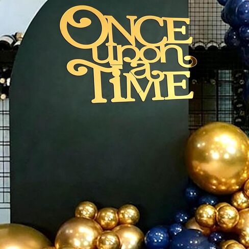 Once Upon Time Sign for Backdrop,Gold Acrylic Mirror Decal Letter Sticker Nursery Wall Decor for Reading Corner Kids Room Bookshelf Home Decor Birthday DIY Decoration in Kuwait
