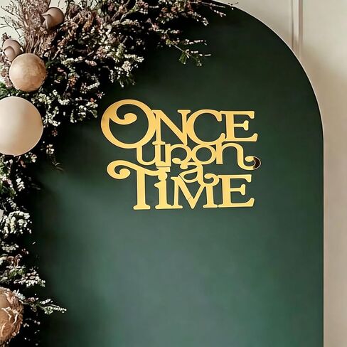 Once Upon Time Sign for Backdrop,Gold Acrylic Mirror Decal Letter Sticker Nursery Wall Decor for Reading Corner Kids Room Bookshelf Home Decor Birthday DIY Decoration in Kuwait