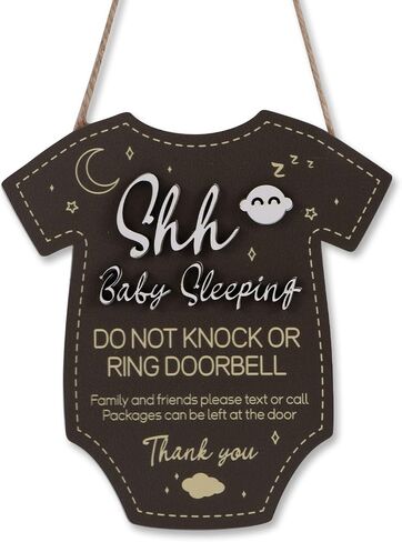 Baby Sleeping Sign for Front Door, Shhh Baby Sleeping No Soliciting Do Not Knock Sign No Ring Doorbell Plaque for Front Door in Kuwait