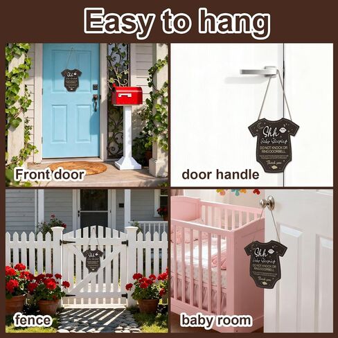 Baby Sleeping Sign for Front Door, Shhh Baby Sleeping No Soliciting Do Not Knock Sign No Ring Doorbell Plaque for Front Door in Kuwait