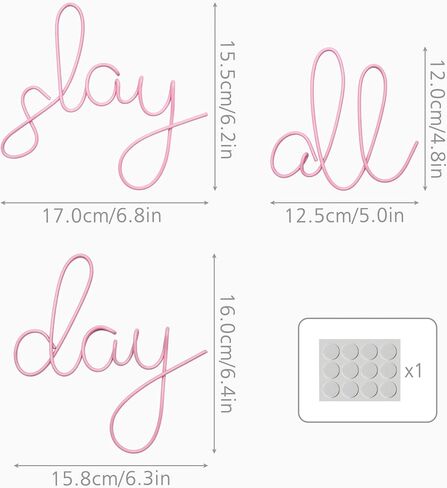 Slay All Day Metal Line Art 18 Inches ,Pink Teen Girl Preppy Room Decor | Preppy Room Decor, Teenage Girl Room Decor, Preppy Stuff for Girls, Gifts for Teenage Girls in Kuwait