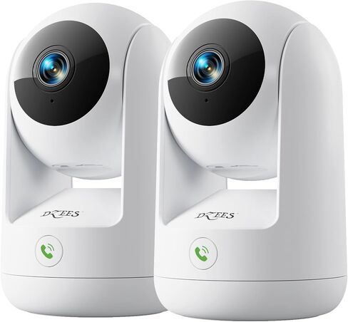 Dzees 2K 360° Indoor Security Camera, Dual-Band WiFi Pet Cam | 5GHz/2.4GHz WiFi, phone app, wired design, no subscription, MagicPix night vision, 2-way audio, calls, 24/7 monitoring in Kuwait