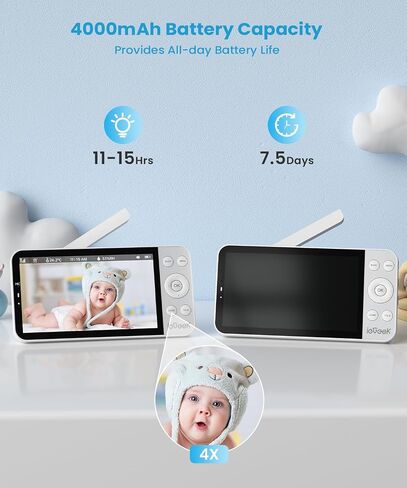 ieGeek 5.5’’ Split-Screen Baby Monitor,2.5K UHD Baby Monitor with 2 Cameras and Audio,Night Light,Prone Sleeping&Cry Detection,Two-Way Talk,Night Vision,2.4G&5Ghz WiFi App Control,4000mAh Battery in Saudi Arabia