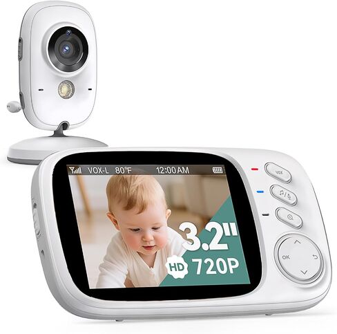 No WiFi Baby Monitor with Camera and Audio,Lag-Free Connection,Plug & Play,IPS Screen,HD Camera,Night Vision, 2-Way Talk,8 Lullabies,1000ft Range,Portable Baby Monitor, Parents' Trusted Choice in Kuwait
