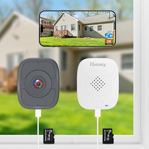 5MP 3K Magnetic Window Camera with 32GB SD Card, Indoor Window Security Camera for Home with Full Color Night Vision,5GHz&2.4GHz WiFi6,AI Human Vehicle Detection, No Drill No Subscription in Kuwait