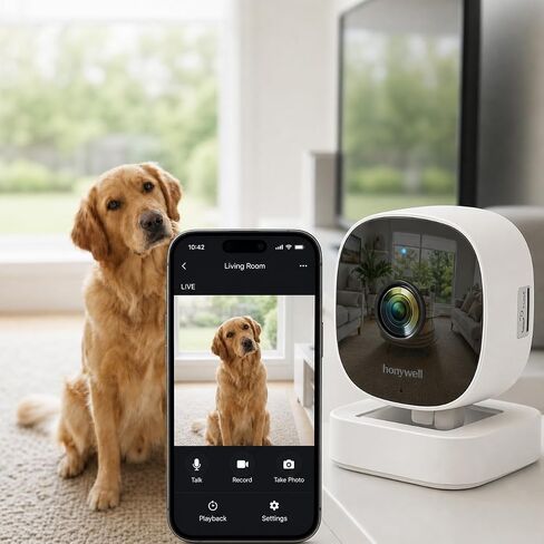 4Pack Wireless 1080P HD Indoor Security Camera with Infrared Night Vision No Drilling Required Secured with 3M Adhesive Monitoring Mobile App Remote Viewing Cloud and TF Card Storage White in Kuwait
