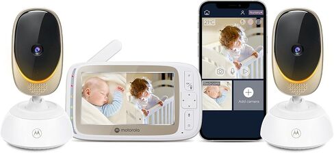 Motorola Nursery WiFi Baby Monitor with 2 Cameras, 5" HD Screen, Remote Pan Tilt Zoom, App Access, 2-Way Talk, Night Vision, Temperature & Motion Alerts, 1000ft Range, VM85-2 (2026 Upgrade) in Kuwait