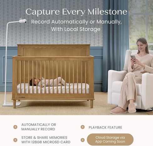 Delta Children Smart Sleep Baby Monitor with Floor Stand, Auto Motion Tracking/Alerting, 360° Pan/45° Tilt, Night Vision, Two-Way Talk, Temp & Humidity Alerts, Alexa/Google Compatible, 2.5K/1440p QHD in Kuwait