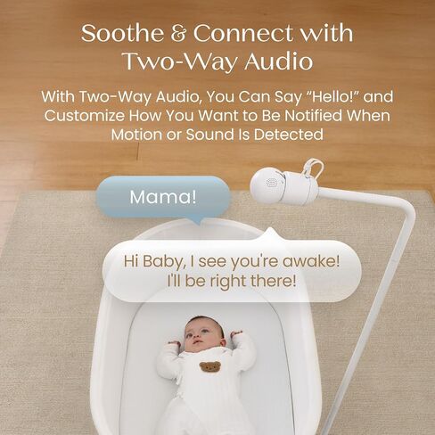 Delta Children Smart Sleep Baby Monitor with Floor Stand, Auto Motion Tracking/Alerting, 360° Pan/45° Tilt, Night Vision, Two-Way Talk, Temp & Humidity Alerts, Alexa/Google Compatible, 2.5K/1440p QHD in Kuwait