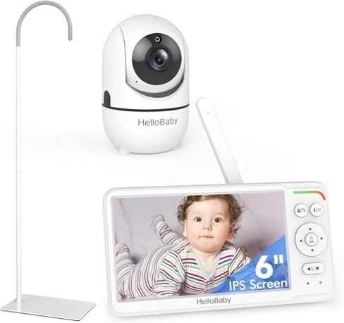 HelloBaby Baby Monitor with Floor Stand, World First 6'' IPS Screen Baby Camera Monitor, No WiFi and 30-Hour Battery Life, 178° Wide Viewing Angle, Baby Monitor with Camera and Audio in Kuwait