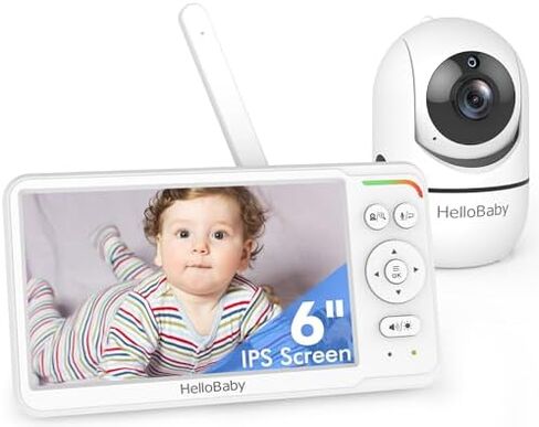 HelloBaby Baby Monitor with Floor Stand, World First 6'' IPS Screen Baby Camera Monitor, No WiFi and 30-Hour Battery Life, 178° Wide Viewing Angle, Baby Monitor with Camera and Audio in Kuwait