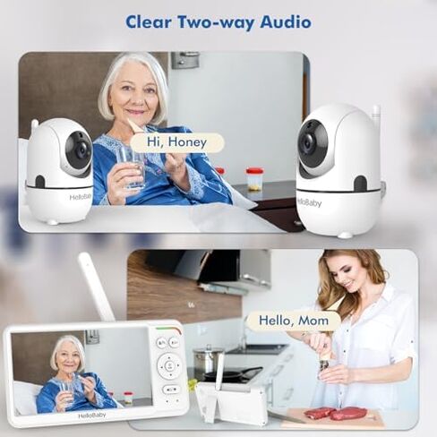 HelloBaby Baby Monitor with Floor Stand, World First 6'' IPS Screen Baby Camera Monitor, No WiFi and 30-Hour Battery Life, 178° Wide Viewing Angle, Baby Monitor with Camera and Audio in Kuwait