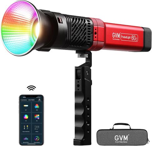 GVM PD60C RGB Video Light, 60W COB Photography Lighting, Portable Studio Light for Photographers, IP65 Water Resistant Handheld Spotlight with Bluetooth Control, 2700-6800K, 34200lux/0.5m in Kuwait