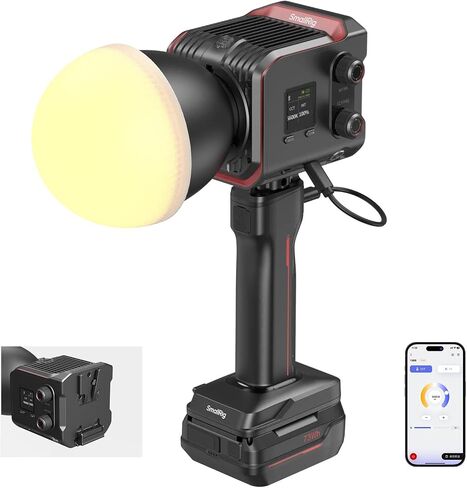 SmallRig RC 100B COB Video Light with Handle, 100W Bi-Color 2700K-6500K, Type-C Fast Charging, Built-in Battery Plate, App Control for Photography, Photo Studio, Mobile Version (Without Battery) 4894 in Kuwait