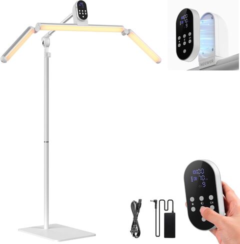 NEEWER 35" LED Lash Light, 50W Foldable, 2.4G Remote, CRI97+ Bi Color 1-100% Dimmable Overhead Half Moon Esthetician Lamp Lighting for Nail Tech Eyelash Extensions Skincare Tattoo Makeup Artist, BH50B in Kuwait