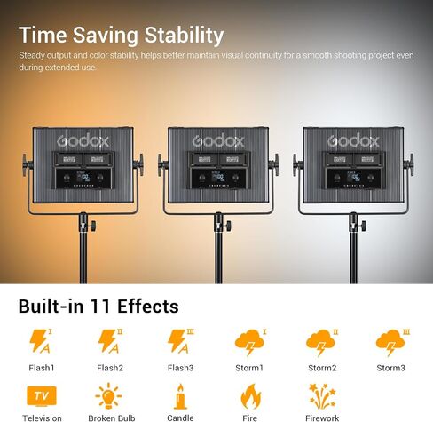 Godox LDX50Bi 14'' Bicolor LED Video Light, 65W 2800K-6500K LED Panel Light with 600 LED Beads 11 FX Effects CRI/TLCI 96+ 9200Lux Dimmable 0-100% Studio Soft Lights for Photography in Kuwait
