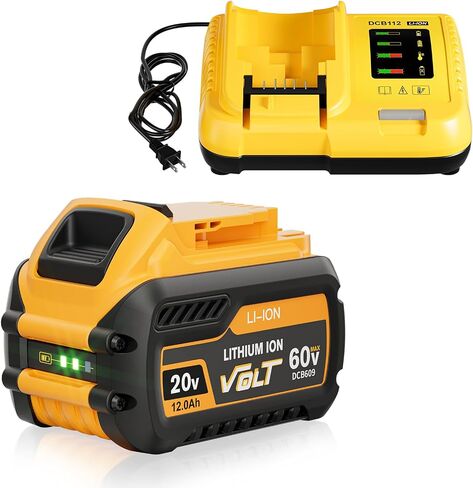 BATTOOL 2-Pack 9.0Ah Replacement for DeWalt 20V/60V Max Battery DCB606 DCB609 DCB612 DCB200 DCB206 DCB207 Compatible with DeWalt 20V/60V Cordless Power Tools in Kuwait