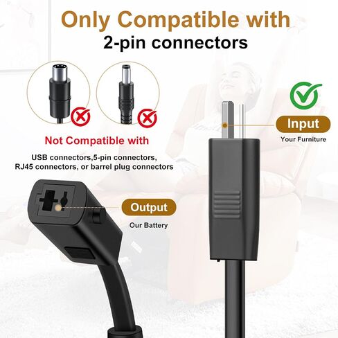 2 Pack Battery Packs for Reclining Furniture - 2500mAh with LCD Display for Electric Recliners, Power Sofas, Lift Chairs and Couch - only Compatible with 2-Pin Connector Motion Furniture in Kuwait
