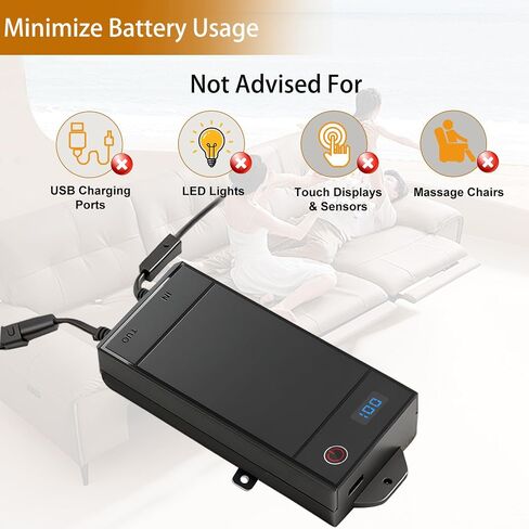 2 Pack Battery Packs for Reclining Furniture - 2500mAh with LCD Display for Electric Recliners, Power Sofas, Lift Chairs and Couch - only Compatible with 2-Pin Connector Motion Furniture in Kuwait