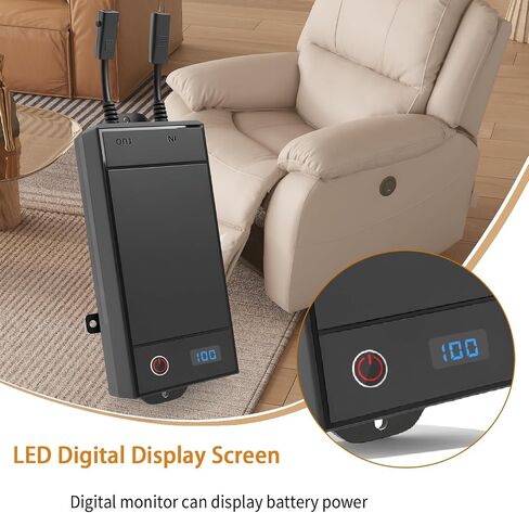 2 Pack Battery Packs for Reclining Furniture - 2500mAh with LCD Display for Electric Recliners, Power Sofas, Lift Chairs and Couch - only Compatible with 2-Pin Connector Motion Furniture in Kuwait