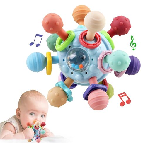 Baby Sensory Teething Toys - Baby Teether & Rattle - Gifts for Infant Newborn Boys Girls 0 3 6 9 12 18 Months - Toddler Montessori Educational Learning Toys in Kuwait