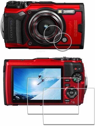 Screen Protector + Lens Protector for Olympus TG-7/TG-6/TG-5 | 2 Screen + 2 Lens + ABS Box. 9H Hardness, Anti-Scratch, Anti-Bubble, HD Clarity, Anti-Fingerprint, Easy Install in Kuwait