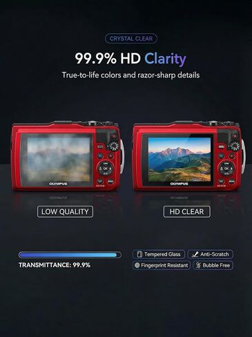 Screen Protector + Lens Protector for Olympus TG-7/TG-6/TG-5 | 2 Screen + 2 Lens + ABS Box. 9H Hardness, Anti-Scratch, Anti-Bubble, HD Clarity, Anti-Fingerprint, Easy Install in Kuwait