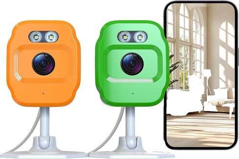 2Pcs 1080P WiFi Security Cameras, Baby Monitor Indoor Security Camera, Cat&Dog Camera with Motion Detection Indoor Camera, Full Color Night Vision,Two-Way Voice and Siren, Cloud Storage in Kuwait