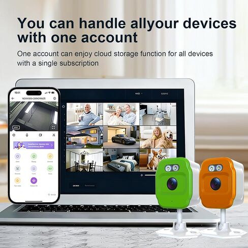 2Pcs 1080P WiFi Security Cameras, Baby Monitor Indoor Security Camera, Cat&Dog Camera with Motion Detection Indoor Camera, Full Color Night Vision,Two-Way Voice and Siren, Cloud Storage in Kuwait