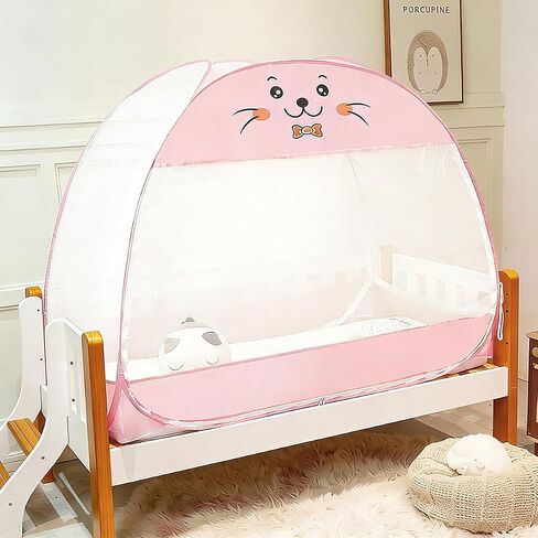 Mengersi Baby Crib Tent,Pop Up Crib Tent to Keep Baby in,Lovely Toddler Crib Net Mosquito Net Safe and Breathable,Installation Convenience,Pink in Kuwait