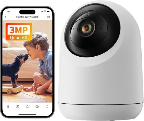 SwitchBot Security Indoor Camera 2K - Pan/Tilt Cam 3MP for Baby Pet Monitor, 2.4G Wi-Fi Plug-in, Night Vision, 2 Way Audio, 360 Motion Tracking, Privacy Mode, Works with Alexa, Cloud & SD Storage 256G in Kuwait