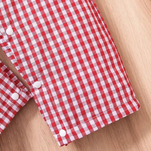 IWEMEK Baby Boy First Birthday Outfit 1 Year Old Birthday Newborn Plaid Romper Summer Clothes Cake Smash Photo Shoot Outfits in Kuwait