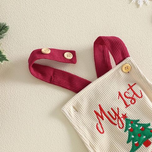 My First Christmas Baby Overalls Corduroy Romper Xmas Clothes | Newborn Baby First Christmas Outfit Sleeveless Backless Bodysuit Holiday Romper Xmas Photo Clothes Fall Winter in Kuwait