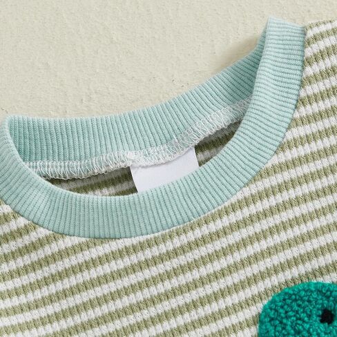 Baby Boy Waffled Romper Stripe Waffle Mallard Duck Embroidery Long Sleeve Bodysuit Jumpsuit Infant One Piece Overalls in Kuwait