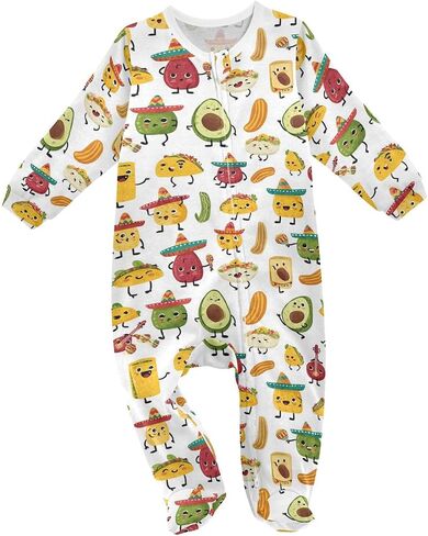 Baby One-Piece Footies Yellow Light Bulbs Cotton Rompers Pajamas Sleeper Footed Pjs for Boys Girls 0-24 Months in Kuwait